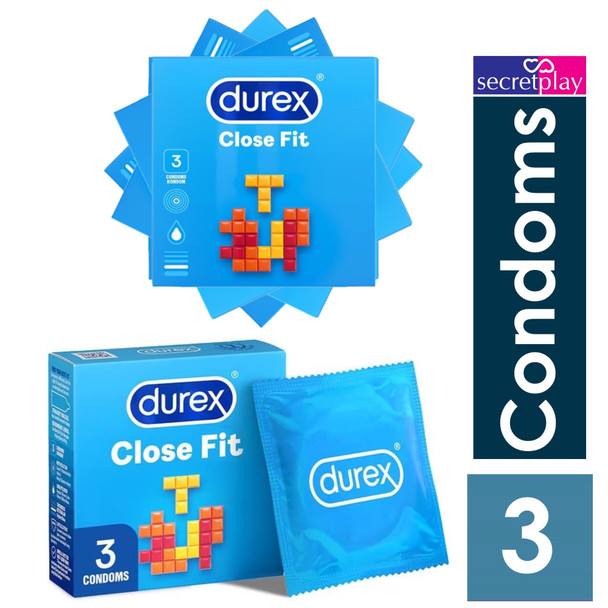18 x  Durex Close Fit Condoms  ( 6 x Pack 3 ) | Nominal Width 49mm | Tighter Fit Slim Snug Trim Size Condoms 
