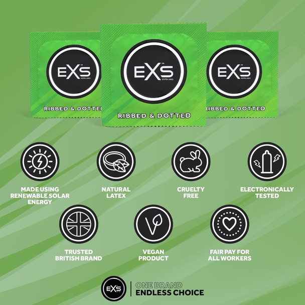 24 Exs Ribbed Dotted Flared Condoms | 2 x Pack of 12 | Vegan | Orgasmic Stimulation Condoms