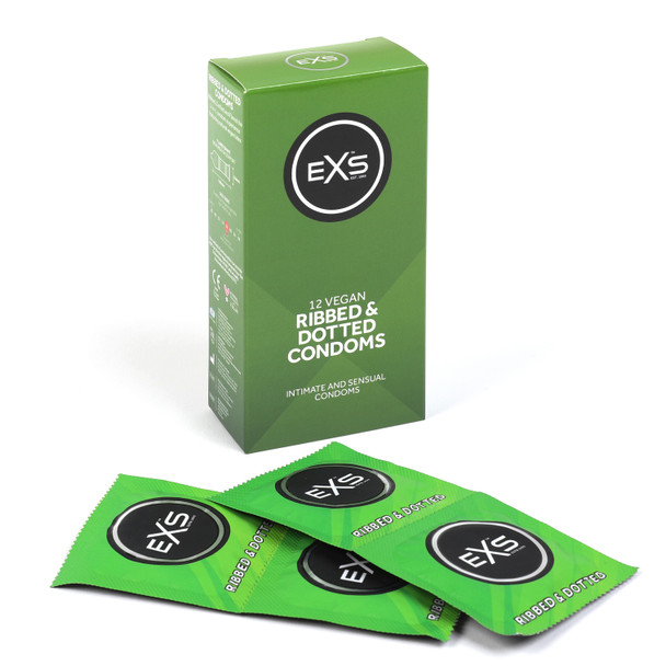 24 Exs Ribbed Dotted Flared Condoms | 2 x Pack of 12 | Vegan | Orgasmic Stimulation Condoms