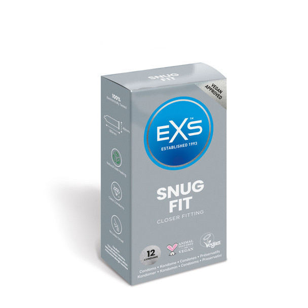 24 Exs Snug Fit Condoms | 2 x Pack 12 | Smaller Size Tighter Trim Close Fit | Vegan Condoms