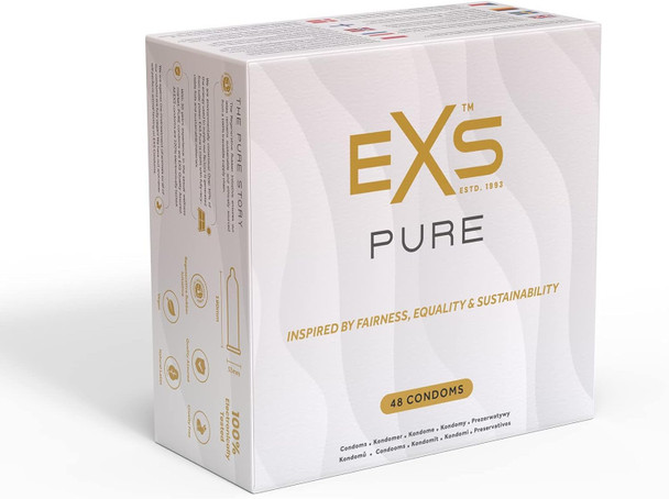 Exs Pure Condoms | Box of 48 | Premium Ultra Thin Sensitive Latex Sustainable Vegan