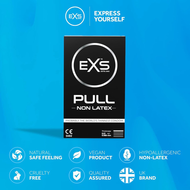 12 x EXS Pull Non-Latex Condoms | Thinnest Quality Condoms | 0.008mm Thickness