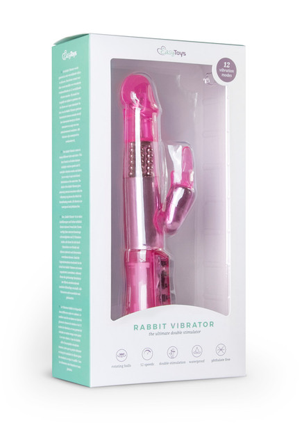 EasyToys Rabbit Vibrator Rotating Realistic Dildo Silicone Vibrator Pink Sex Toy