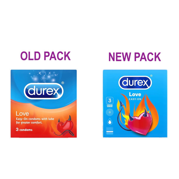 6 x Durex Love Condoms ( 2 x Pack 3 ) | Sealed Box | Nominal Width 52mm | Comfort and Fit 