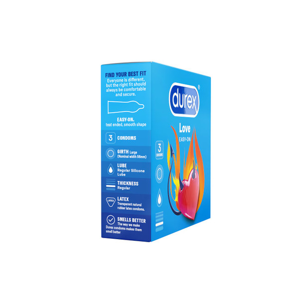 6 x Durex Love Condoms ( 2 x Pack 3 ) | Sealed Box | Nominal Width 52mm | Comfort and Fit 