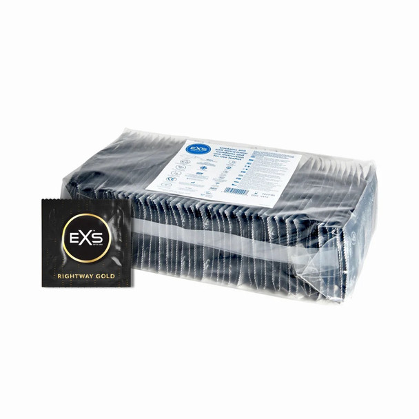 EXS Rightway Gold Condoms Pack of 100 | Natural Latex Vegan Lightly Lubricated