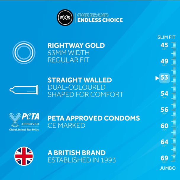 EXS Rightway Gold Condoms Pack of 12