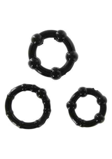 Stay Hard Penis Cock Ring Pack of 3 | Black | Sensations Erection Reusable Ring