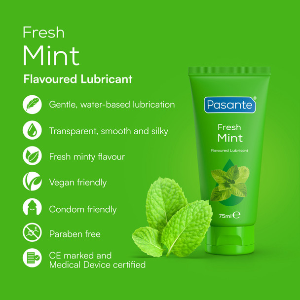 Pasante Fresh Mint Lube 75ml | Water Based Personal Sex Lubricants |