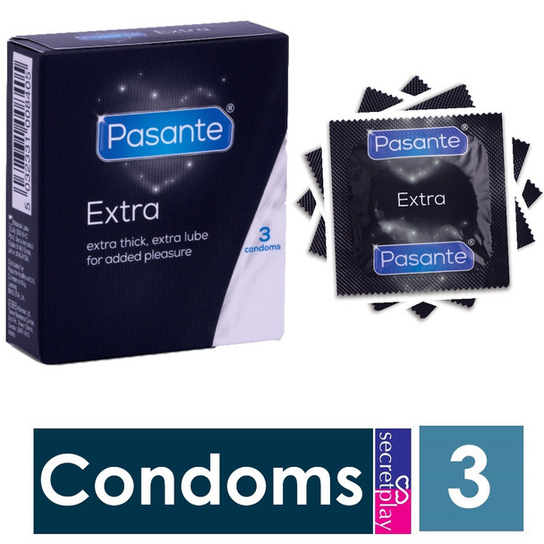 Pasante Extra Safe Condoms Box of 3 | Extra Thick Condoms | Bulk Clinic Pack