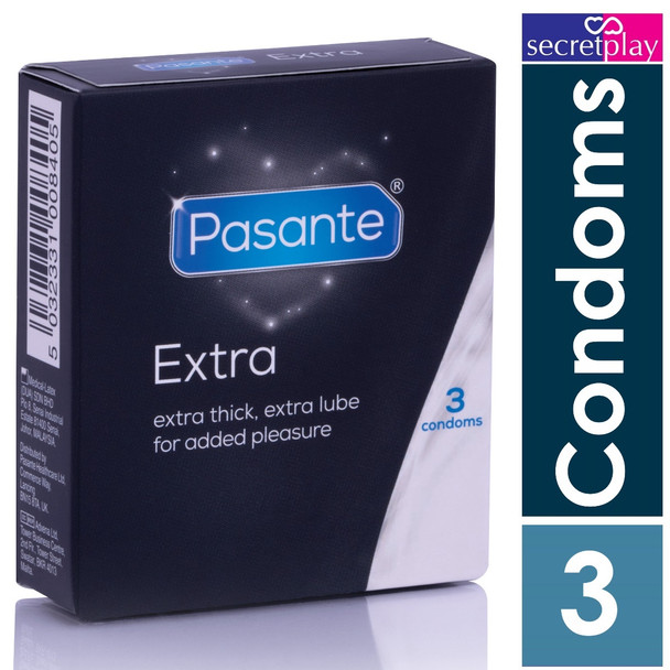 Pasante Extra Safe Condoms Box of 3 | Extra Thick Condoms | Bulk Clinic Pack