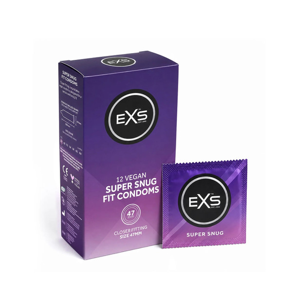 Exs Super Snug Fit Condoms 47mm Width Box of 12 | Smaller Size Tighter Trim Close