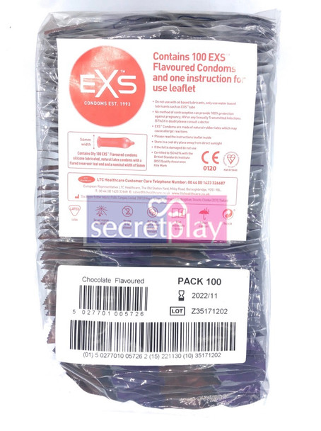 500 x Exs Chocolate Flavoured Condoms | Vegan | Bulk Sealed Wholesale Pack |