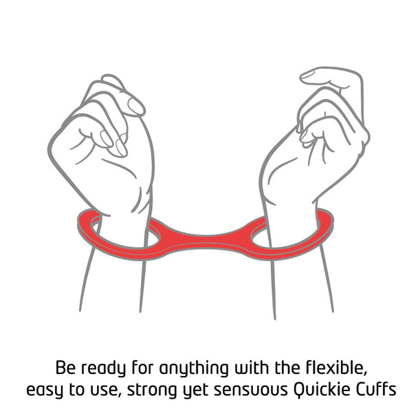 Quickie Cuffs Red Large Handcuffs | Fetish Bondage Silicone Restraints Wrists Flexible