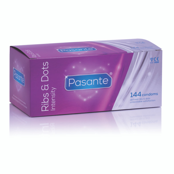 144 x Pasante Ribs & Dots Intensity Condoms | Ribbed Dotted | Bulk Wholesale Pack