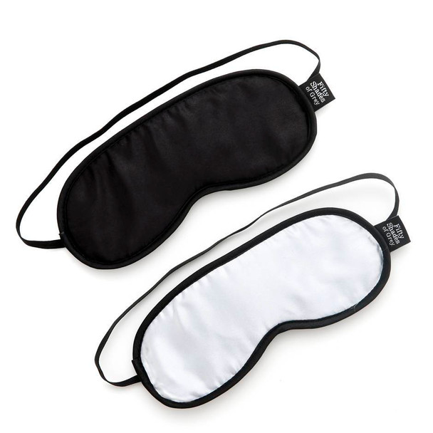 Fifty Shades of Grey Bondage Blindfold Eye Mask | Soft Twin Eye Mask Set | Black & Silver 