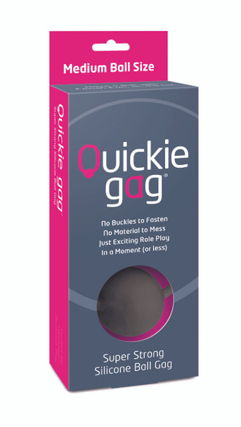 Quickie Gag Medium Silicone Ball Bondage Gag Black- 35mm (1.4”) Medium Ball