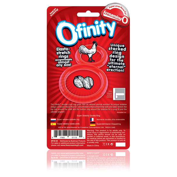 Screaming O Ofinity Penis Cock Ring - Red One Size Fit Most Snug Fit Testicles