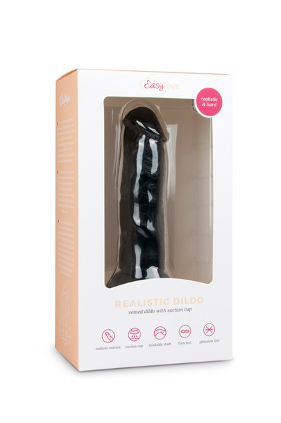 EasyToys Realistic Dildo 15.5cm Long - Black Suction Cup Strap-On Sex Toy Dildo 