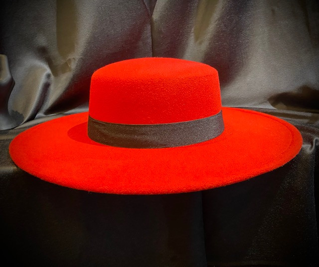 Red And Black Boater Hat - Main Image