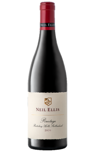 Bottle of Neil Ellis Pinotage 2020 from Bottelary Hills with black fruit, plum and herbs.