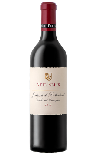 Bottle of Neil Ellis Jonkershoek Cabernet Sauvignon 2019 from Stellenbosch with black fruit and cedar.
