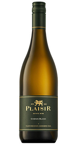 Bottle of Plaisir Estate Chenin Blanc 2023 from Simonsberg, Paarl. White wine with gooseberries, oak spice, and lemon curd.