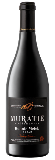 Bottle of Muratie 'Ronnie Melck Family Selection' Syrah 2020 from Stellenbosch.