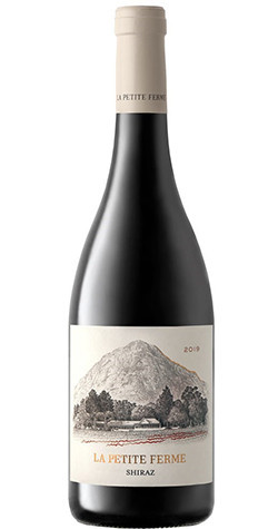 Bottle of La Petite Ferme Shiraz, Franschhoek 2019 red wine with dark fruit and pepper.