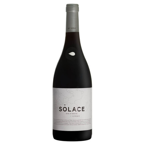 A bottle of the Iona Solace Shiraz red wine, 2021 vintage.