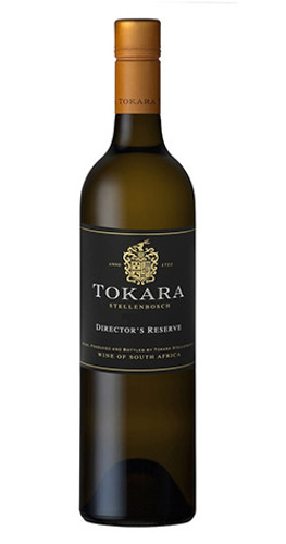 Tokara Directors Reserve White Blend bottle with an intense deep straw color, showcasing its complexity from Stellenbosch, South Africa.