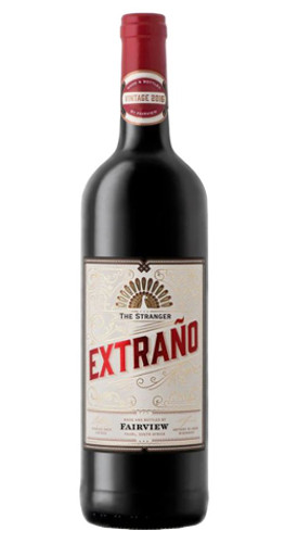 Bottle of Fairview 'Extrano' Red Blend, Coastal Region 2021 wine with berry and spice flavors.