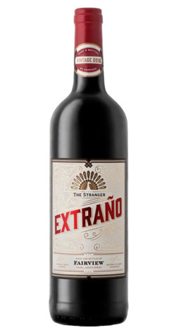 Bottle of Fairview 'Extrano' Red Blend, Coastal Region 2021 wine with berry and spice flavors.