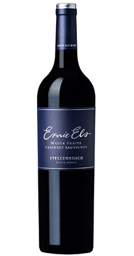 Bottle of Ernie Els 'Major Series' Cabernet Sauvignon, Stellenbosch 2022 red wine with dark fruit and oak.