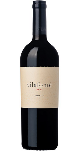 Vilafonte Series C 2022 Red Blend bottle from Paarl, showcasing a deep-red core with aromas of jasmine, oud, and blue and black fruits.