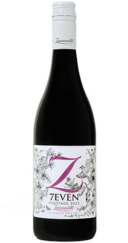 Zevenwacht 7EVEN Pinotage 2023 bottle from Stellenbosch, with aromas of dark cherry, plum, blackberry, dark chocolate, and coffee.