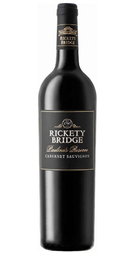 Bottle of Rickety Bridge Paulina's Reserve Cabernet Sauvignon, Franschhoek 2021 red wine with oak and cassis