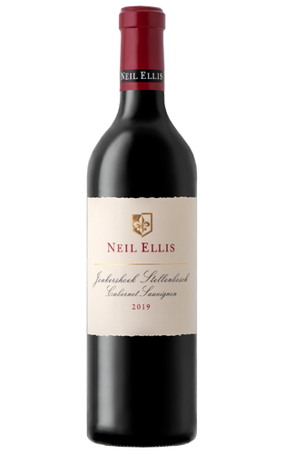 Bottle of Neil Ellis Jonkershoek Cabernet Sauvignon 2019 from Stellenbosch with black fruit and cedar.