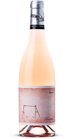 Bottle of Paserene Elements Rosie Rosé 2023 from Tulbach with red cherries, strawberries and cream, and Turkish delight.