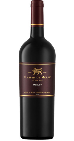 Bottle of Plaisir De Merle Merlot 2020 from Simonsberg Paarl, with red berries, mint chocolate, and oak.