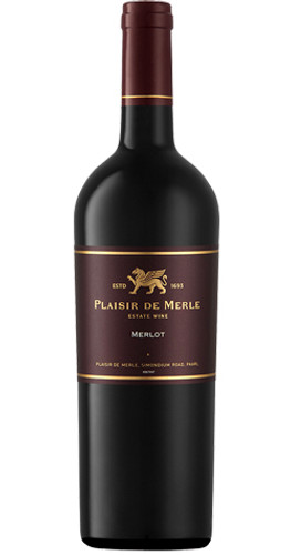 Bottle of Plaisir De Merle Merlot 2020 from Simonsberg Paarl, with red berries, mint chocolate, and oak.