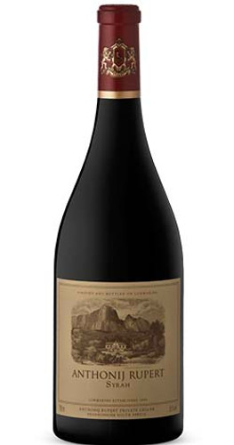 Bottle of Anthonij Rupert Wines Syrah 2020 from Franschhoek, South Africa.