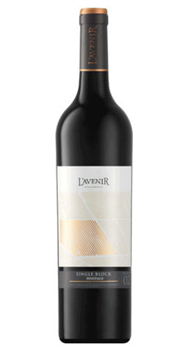 Bottle of L'Avenir Pinotage 2021 from Stellenbosch, with floral berry notes.