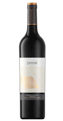 Bottle of L'Avenir Pinotage 2021 from Stellenbosch, with floral berry notes.