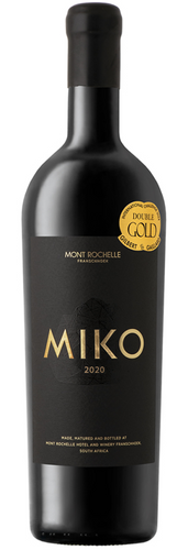 Bottle of Mont Rochelle 'MIKO' Red Blend 2020 from Franschhoek, with a blend of Cabernet Sauvignon and Cabernet Franc.