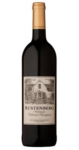 Bottle of Rustenberg Cabernet Sauvignon 2022 from Stellenbosch, with ripe fruit flavors.
