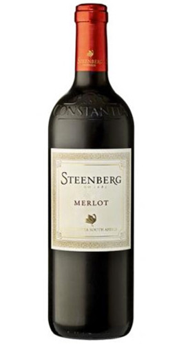 Bottle of Steenberg Merlot 2021 from Constantia with plum and vanilla spice.