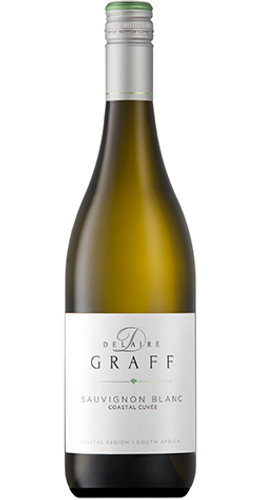 Bottle of Delaire Graff 'Coastal Cuvee' Sauvignon Blanc 2023 from Stellenbosch, with tropical fruit and nettles. 