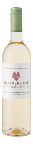 Bottle of Beyerskloof Chenin-Pinotage 2024 from Coastal Region with citrus and tropical fruits.