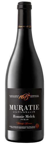 Bottle of Muratie 'Ronnie Melck Family Selection' Syrah 2020 from Stellenbosch.
